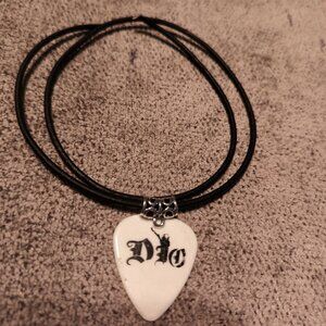 WHITE DIO LARRY " BONES " DENNISON SIGNATURE GUITAR PICK NECKLACE